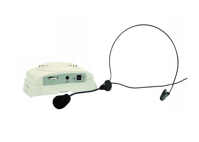 TOP Headset Mikrofon Megafon Gürtelhalter incl. Stereo Kopfhörer