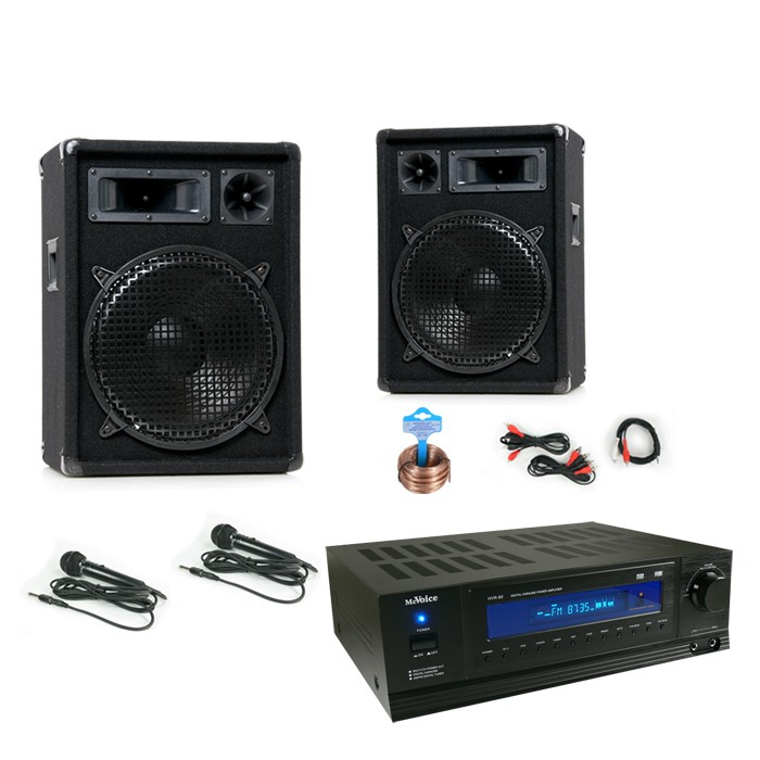 TOP 800W PA Karaoke SET Boxen Verstärker DJ Anlage incl. Stereo